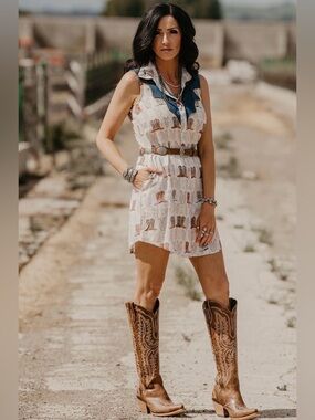 Panhandle Boots & Pearl Snap Shirt Dress